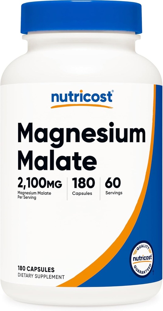Nutricost Magnezu Malate 2,100mg, 180 Kapsułki - wegetariańskie, Non-GMO, Gluten Free