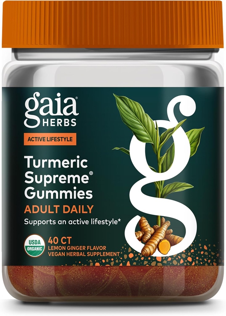 Gaia Herbs Turmeric Suprema adults Daily Gemmies-Daily Implementació de salut, política de la vida de la Universitat de Turmeric, Orlandès i ajudava a l'Hebs-40 Gambesh20-Dy)