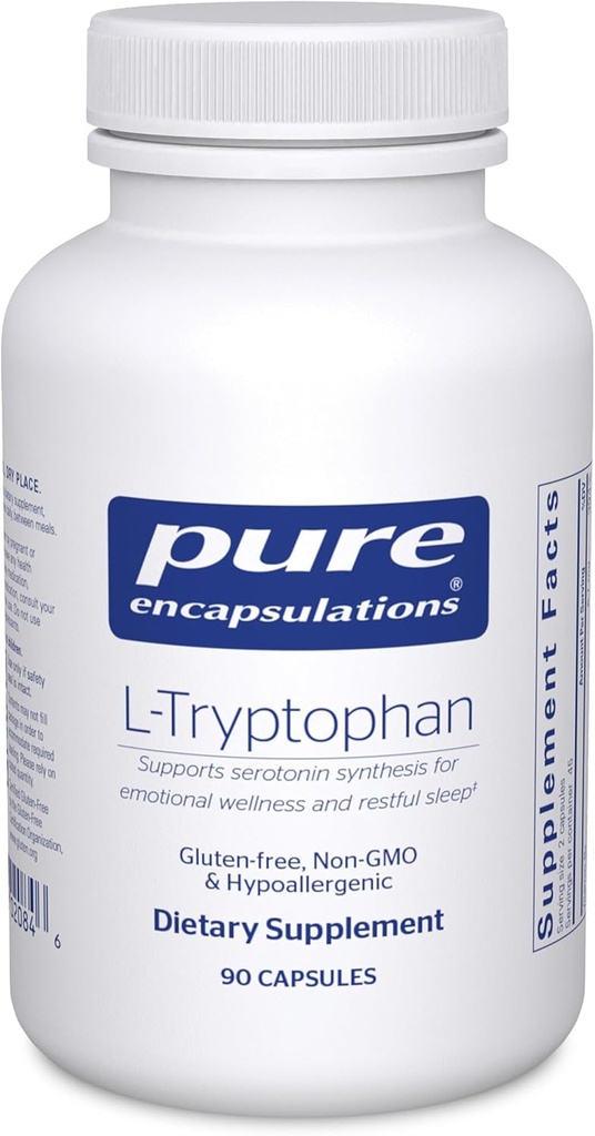 Pure Encapsulations L- Tryptophan Xi124; Amino Acid Supplement for Relaxation, Serotonin Support, PMS, and Sleep * Xi124; 90 kapsułki