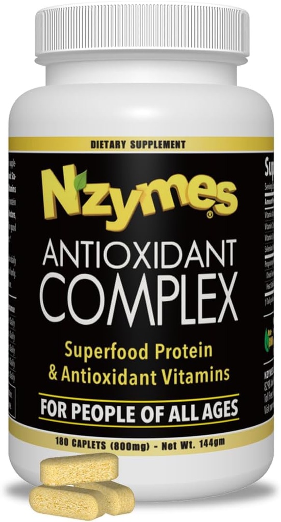 Nzymes® Antioxidant Complex를 위한 사람들. 강력한 산화 방지제 보충교재, 비타민 C, 비타민 E, 비타민 A, 셀렌, 살아있는 Sprouted 효소. 180 Count - 미국에서 제작