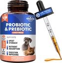Probióticos " Prebióticos con enzimas para perros y gatos - Digestive Gut Flora Health Pet Food Supplements - Constipation " Diarrhea and Gas Home Remedy - Upset Stomach Relief - Made in USA