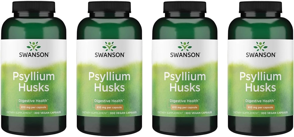 Swanson Psyllium Husk Dietary Fiber Supplement 610 мг 300 капсул - (4 упаковки)