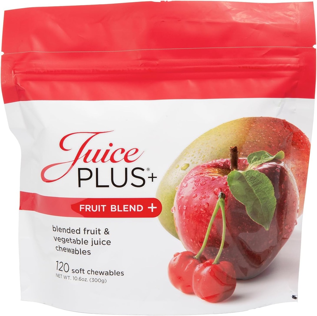 Juice Plus+ Fruktblanding myk Chews (Chewables) - Øk næringen din med 11 frukter og planteingredienser - Vegansk gummy for barn og voksne - Vitaminer, hele mat ernæring - 1 Pouch (1-Mo, 30 Chews)