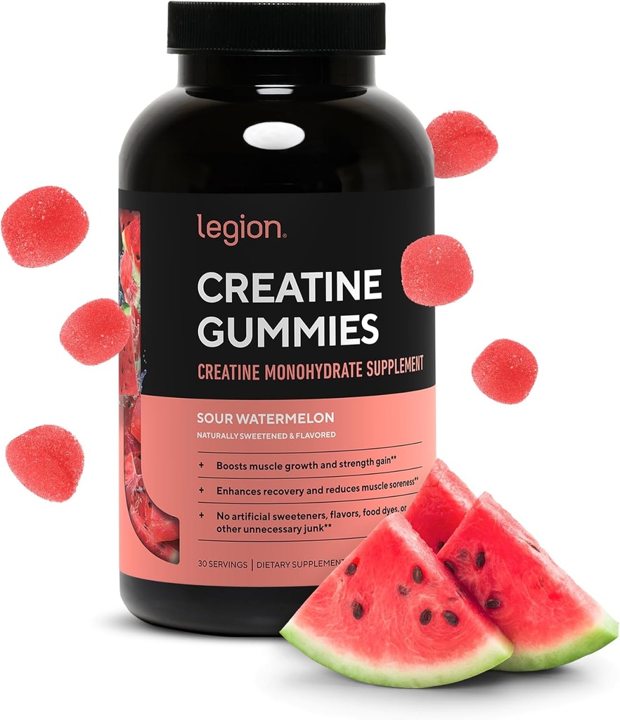 LEGION Creatine Monohydrate Gummies - Clean Creable Creatine Suplement for Power, Endurance & Muscle Recovery - 30 Sour Watermelon Flavor - Tidak ada Flavors Artificial atau Sweeteners