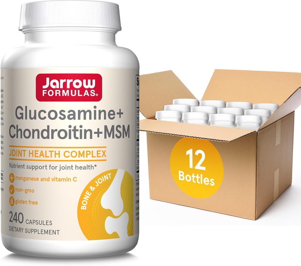Jarrow Công thức Glucosamine + Chondroitin + MM Capsules, Phụ thêm vitamin C và Manganese, 240 Capsules, 60 ngày cung cấp, gói 12