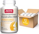 Jarrow Formulas Glucosamine + Chondroitin + capsules MSM, Suplemento de apoio conxunto con vitamina C e Manganese, 240 cápsulas, 60 días de subministración, Pack de 12