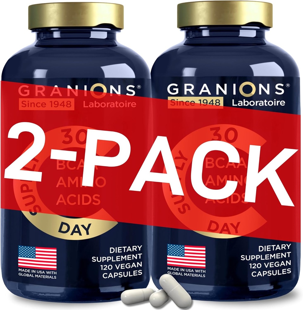 Supplément d'acides aminés essentiels pour les hommes et les femmes - Toutes les 9 BCAAs EAA Suppléments Formule - Leucine Amino Acid, Lysine, Tryptophane, Amino avancé énergie et récupération musculaire - 240 capsules de BCAA végétalien