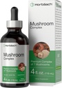 Horbäach Mushroom complicated 4 Fl Oz Herbal Lilililis thả Mane, Reishi, Shiitake, Chaga, Cordycps, Maitake, và Oyster Mushroom  Polygrian un-GMOOOO, Gluten freecture