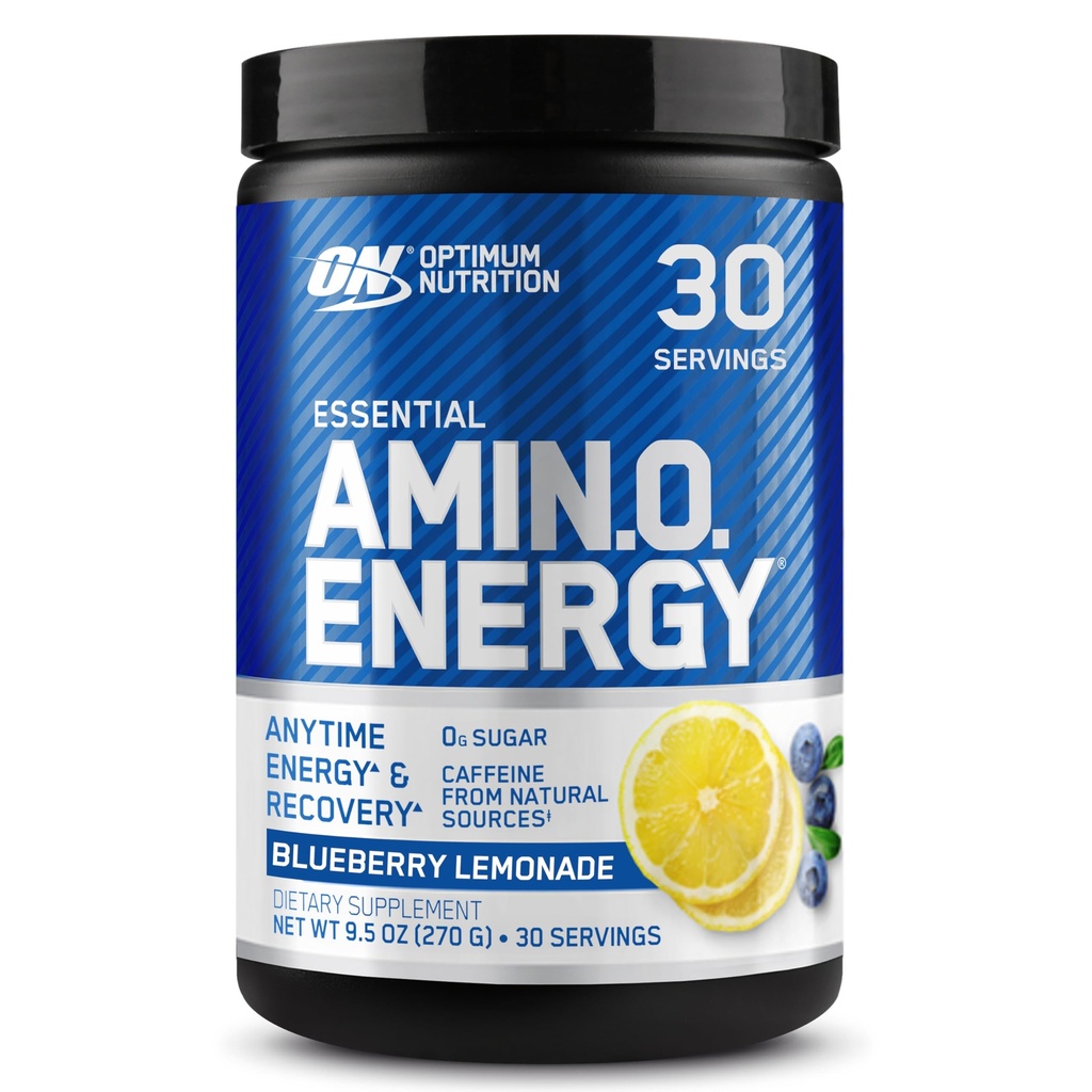 Optimum Nutrition Amino Energy - Pre Workout with Green Tea, BCAA, Amino Acids, Keto Friendly, Green Coffee Extract, Energy Powder - Blueberry Lemonade, 30 Servings (Packaging May Vary)