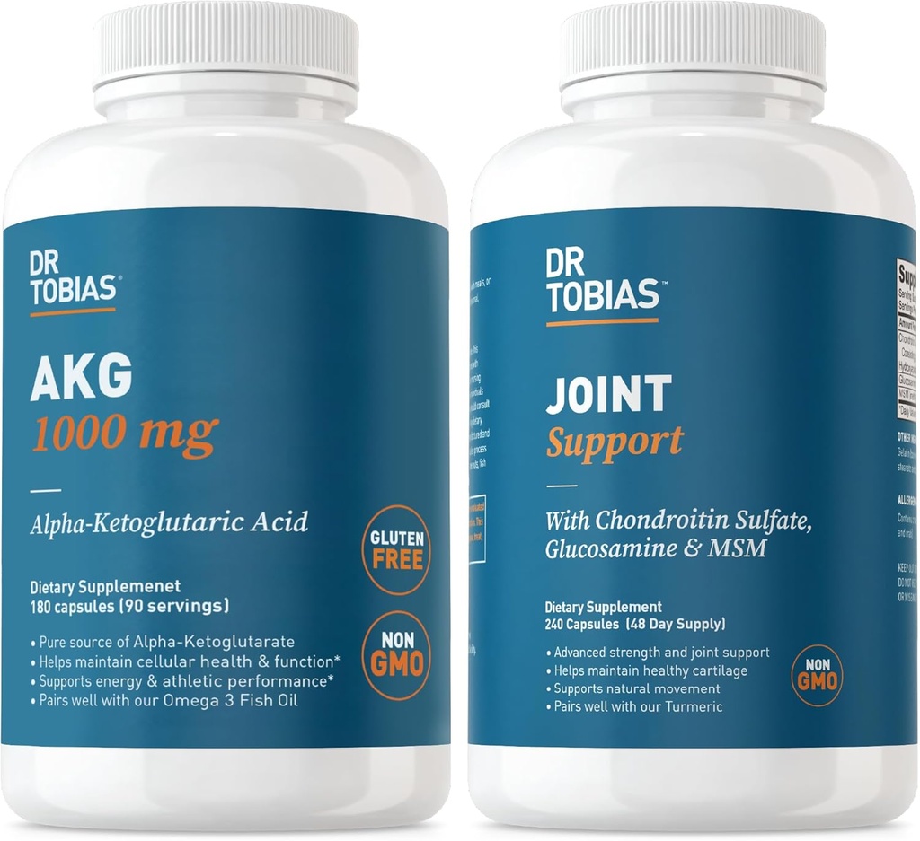 Dr. Tobias AKG Supplemento & Joint Support Supplement - Supporta Energia, Muscoli, Cartilage & Joint Health, Non OGM