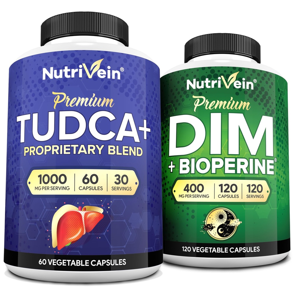 Nutrivein Premium TUDCA and DIM Supplement Bundle: High-Absorption TUDCA Supplement and DIM for Detox, Balance, and Well-Being
