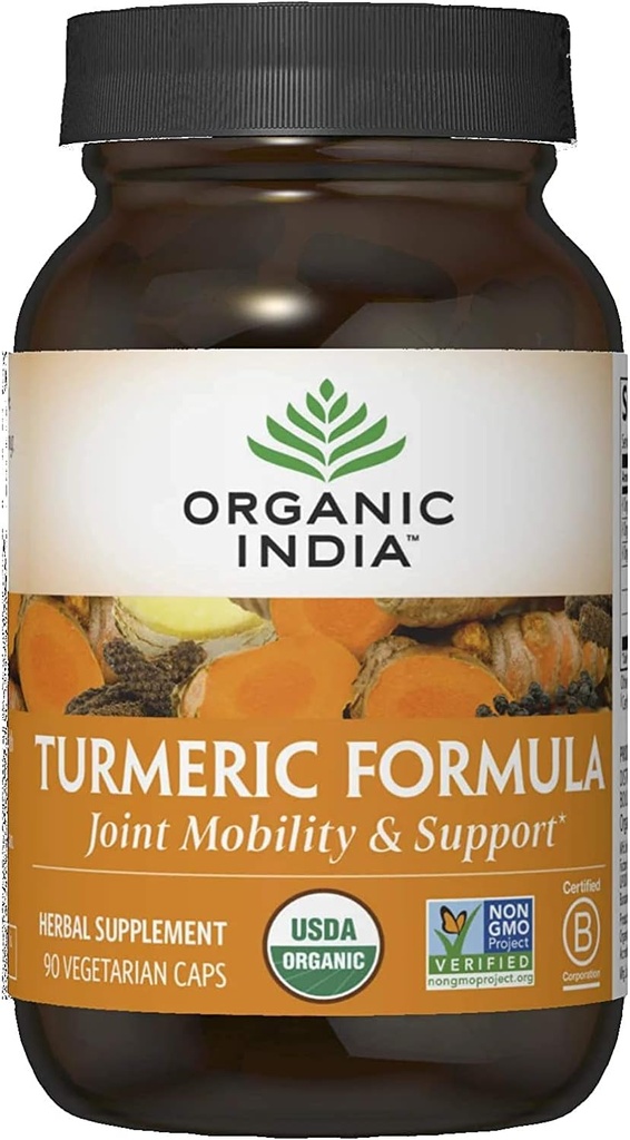 Biologische India Kurkuma Herbal Supplement - Gezamenlijke Mobiliteit en Ondersteuning, Immuunsysteem Ondersteuning, Gezonde Ontvlammingsreactie, Whole Root Supplement, Biologische Trikatu - 90 Capsules