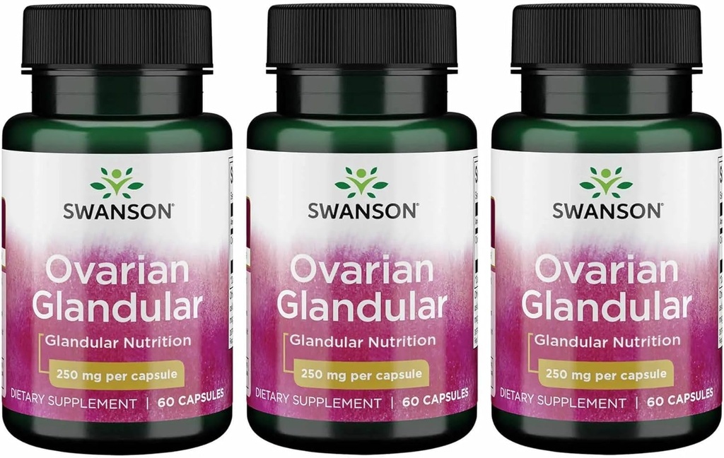 Swanson Ovari Glandular - Natural suplementari la salut de les dones Glandular i el balanç - Implementació del Premium Bovine Tarc de suport - (60 Capsules, 250mg Each)