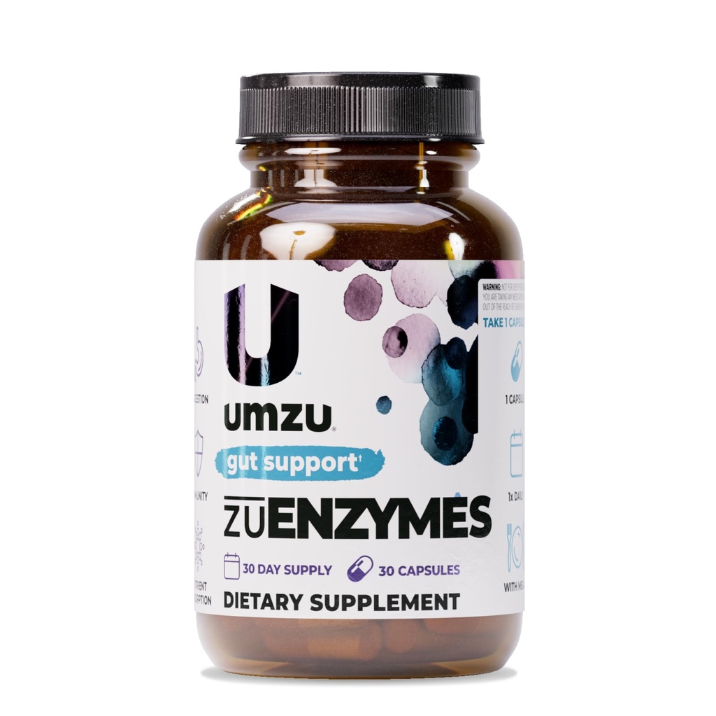 UMZU zuEnzymes Digestive Support Supplement, (30 Day Supply) – 21 Enzyme Blend with Lipase Protease & Amylase – Digestive Enzymes for Gut Health & Probiotic Daily Digestive Wellness Support Formula