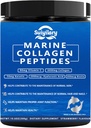 Collagen Peptides Powder for Women, Multi Marine 水解健康头发,皮肤,含Hyaluronic酸的钉子,Biotin,维生素C,30 services (10.6 OZ,草莓)