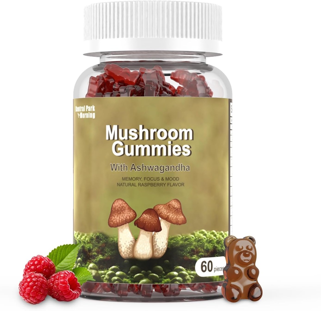 Paddestoel Gummies 10 Blend - Paddestoel met Lions Mane, Chaga, Reishi, Cordyceps 2500mg, Hersensupplementen voor geheugen en focus