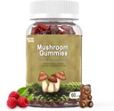Mushroom Gummies 10 בלגן - Mushroom with Lions Mane, Chaga, Reishi, Cordyceps 2500 מ"ג, תוספי המוח עבור זיכרון ומקדו