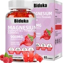 900mg Magnesium Complex 65 Raspberry Gummies, Sugar Free Magnesium Glycinate & L-Threonate Pottasium Suplemen dengan Vitamin D, B6, CoQ10 untuk Relaxation
