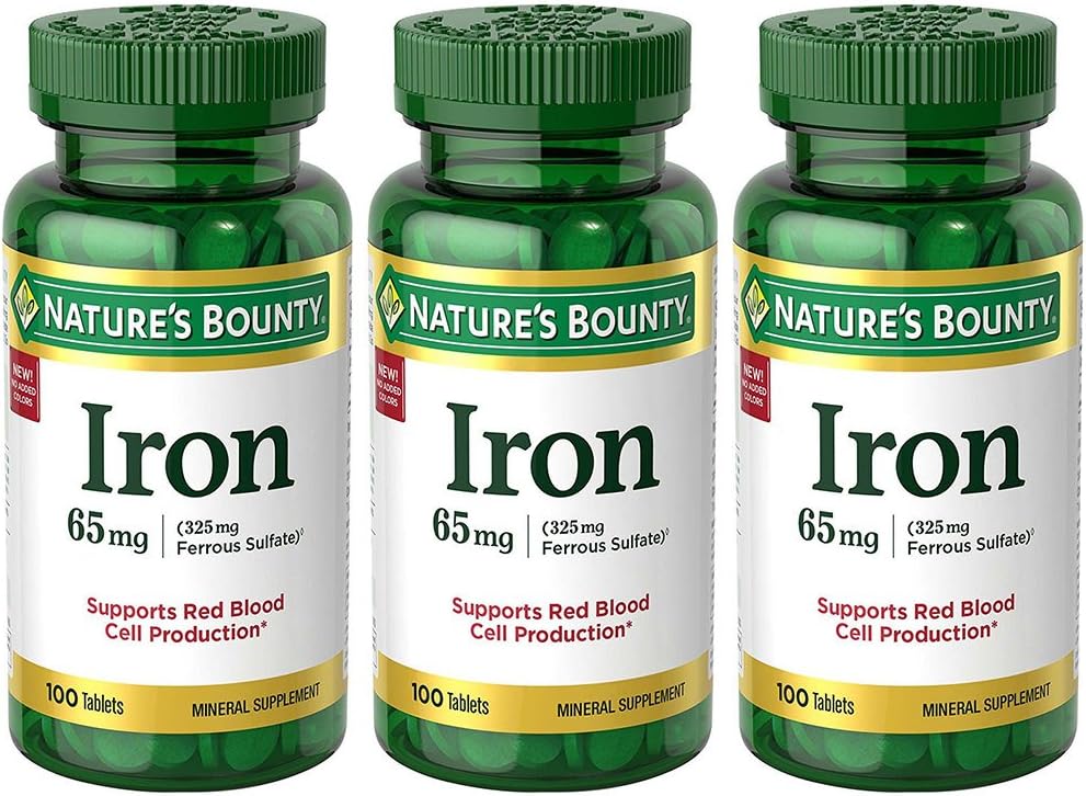 Iron 65 mg, 3 Bottles (100 Count)