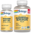 SOLARAY vitamin D3 K2 và Manesium Glycinate - Bone Health Bundle - Calcium Absoption, Nerve, Heart và Immune Proprose w/ 5000 IU Mêny D, 350mg Chelated Manesium, 60-Day bảo đảm, 120ct/120ct