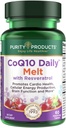 Zuiverheid Producten CoQ10 Dagelijks met Resveratrol Smelt 100mg CoQ10-30mg Trans-Resveratrol - Vitamine A, D3, E en B12 (als methylcobalamine) - 60 Snelle oplossende tabletten