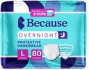 För övernattning Absorbency Pull Ups - Adult Disposable Incontinence Underwear, Extra Absorbent Nighttime Briefs for Men and Women, White, Large, 80 Count (4 Packs of 20)