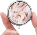 Mini Pill Box, Малка кутия за хапчета, Преносима кутия за хапчета, Cute Pill Организатор за витамини, лекарства, рибено масло и добавки (Златен мрамор)