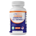 Vitamatic Green Tea Extract with Vitamin C, 25X Concentrate, 98% Polyphenols, 80% Catechins, 50% EGCG, 180 Veg Capsules