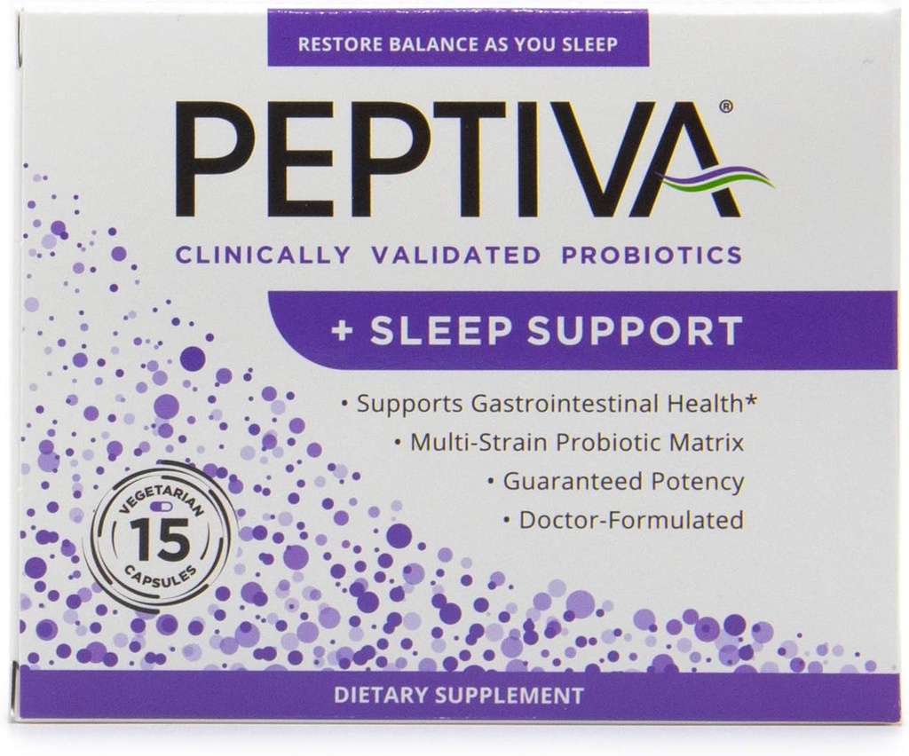 Peptiva 26 Miliard CFU Probiotic and Sleep Support - Klinicznie zwalidowane Multi- Strain Probiotic - Lactobacillus and Bifidobacterium, Melatonin - 15 Count