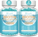 Biotina e gomas de colágeno com B12, Pele de cabelo e unhas Vitaminas Gummies para o crescimento do cabelo, Pele brilhante & unhas fortes - Aroma de mirtilo, Açúcar grátis, 120 Ct