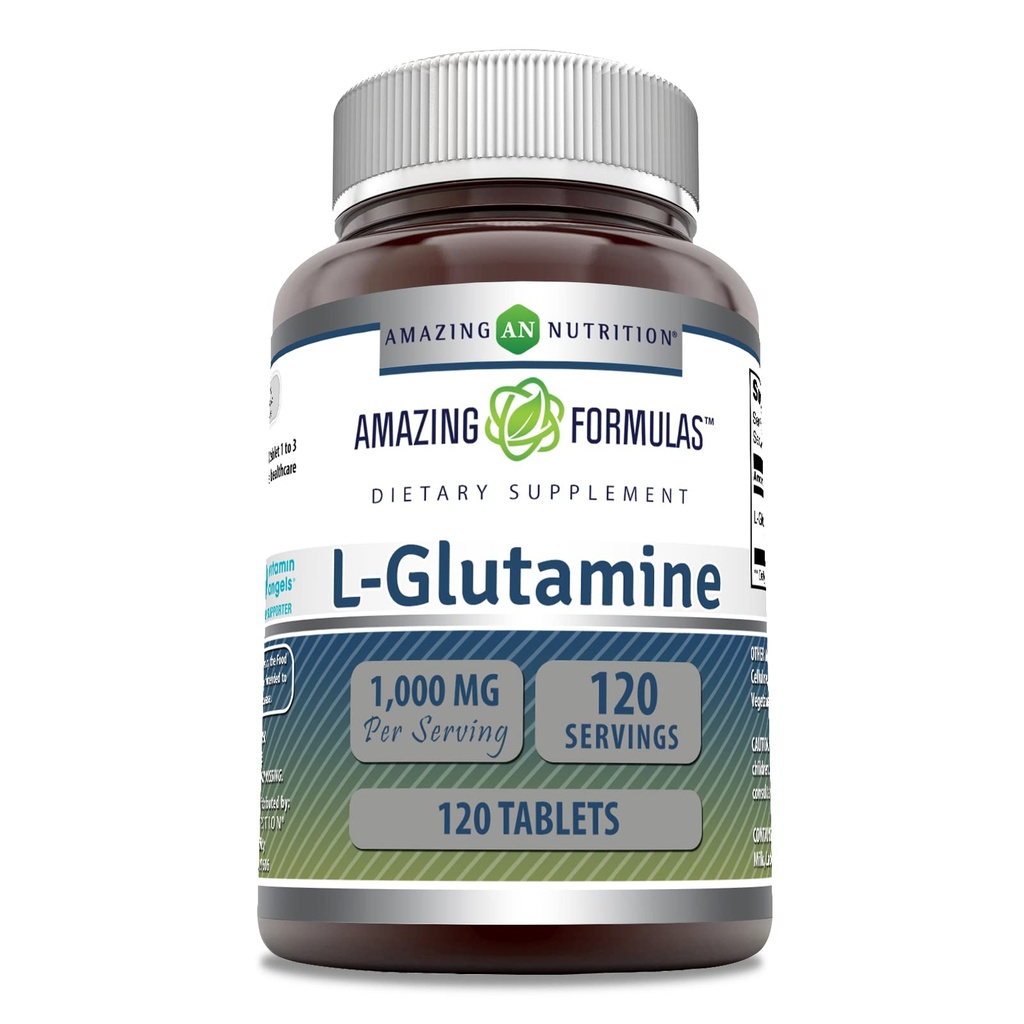 Amazing Formulas L Glutamine 1000 Mg Tablets | Amino Acid Supplement for Men & Women | Non-GMO | Gluten Free | Made in USA | (1 Pack, 120 Count)