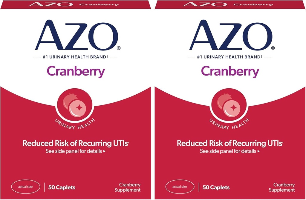 AZO Cranberry Urinary Tract Health Supplement, 1 Servering: 1 glas Cranberry Juice, Sugar Free Cranberry Pills, 50 Greve (Pack of 2)