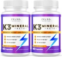 ZELSO (2 Pack K3 Pillole di perdita di peso minerale per le donne e gli uomini, K3 Pillole minerali - K3 Minerale di sale, vitamina + K3 Capsule Supplemento per la perdita di peso Keto - 2 mesi di alimentazione