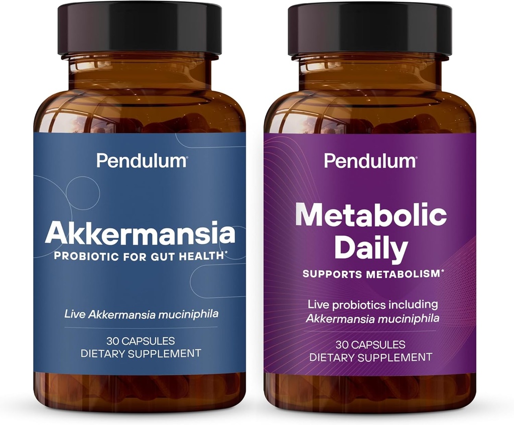 Pendulum Akkermansia & Metabolic Daily Bundle - Live Probiotic Supplements Stärker Gut Lining, Support GLP-1 Production, Stöder Metabolism