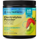 KEY NUTRIENTS Multivitamin Electrolytes Powder No Sugar - Juicy Strawberry Kiwi Electrolyte Powder - Endurance & Energy Supplement - Hydration Powder - No Calories - 90 Services - Made in USA