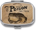 Metal 2 pílula organizadora de viaxes amigables caixa de pílulas compactas bonito caso de pílula para manter vitaminas, aceite de peixe, estupementos, sementes, Taquite para a pursa, pocket. (Poison Frog)