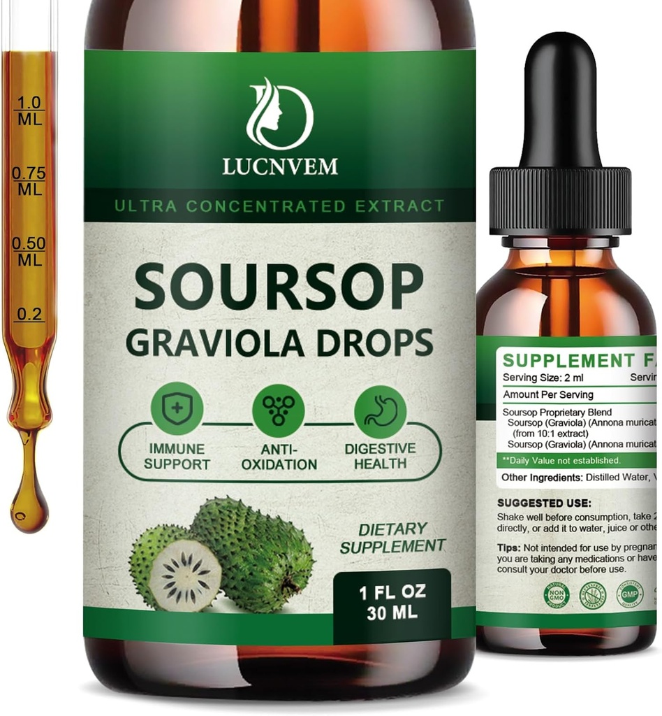 (K) Organic Sourop Graviolaquid, Souursop Extraent pura Organic per a l'Antoxidant natural, suport de cel· la i regeneració, Boond, Souursop Bitterslid Rich a Multivitamin - 2 FLOZ
