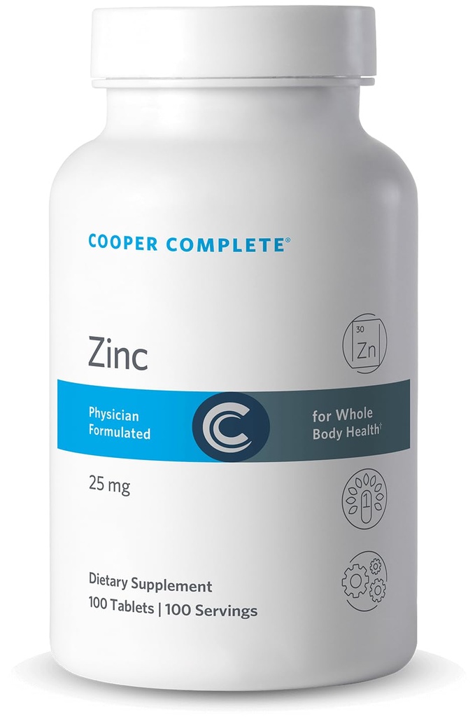 Zinc Supplement 25 mg Tablets – Immune & Antioxidant Support†, 100 Count, Cooper Complete
