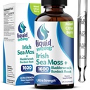 Irish Sea Moss Drops - Citrus Berry Flavor - 92+ Essential Minerals & Vitamins - Energy, Skin, Gut, Recovery - Bladderwrack and Burdock Root - 2 fl. oz