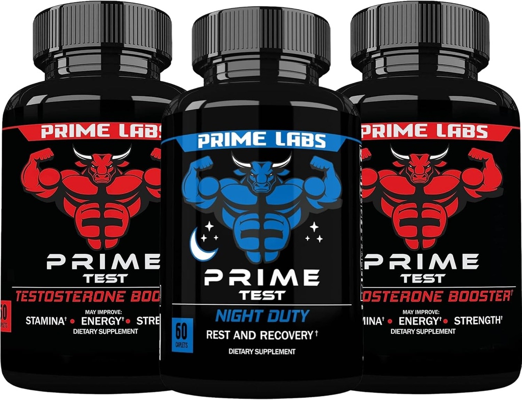 Phòng thí nghiệm chính hiệu Testosterone Booster (60 Bá tước, 2-Pack) + Phụ bổ trợ giấc ngủ đêm (60 Count)