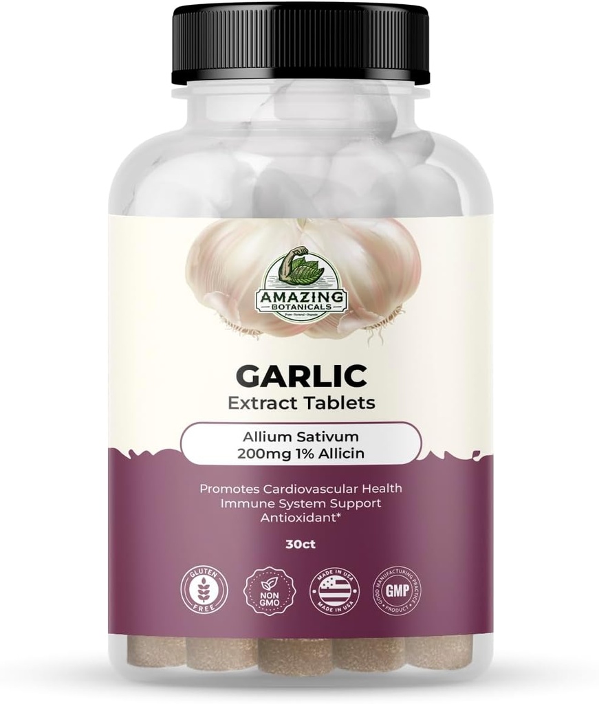 Fantastiska botaniska vitlök extrakt tabletter - Allium Sativum 200mg, 1% Allicin - Hög Potens Herbal Supplement för Wellness och Vitalitet - 30 greve