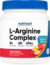 Complexo L-Arginina de Nutricost (Fruit Punch, 60 porcións) - Gluten Free, Non-GMO