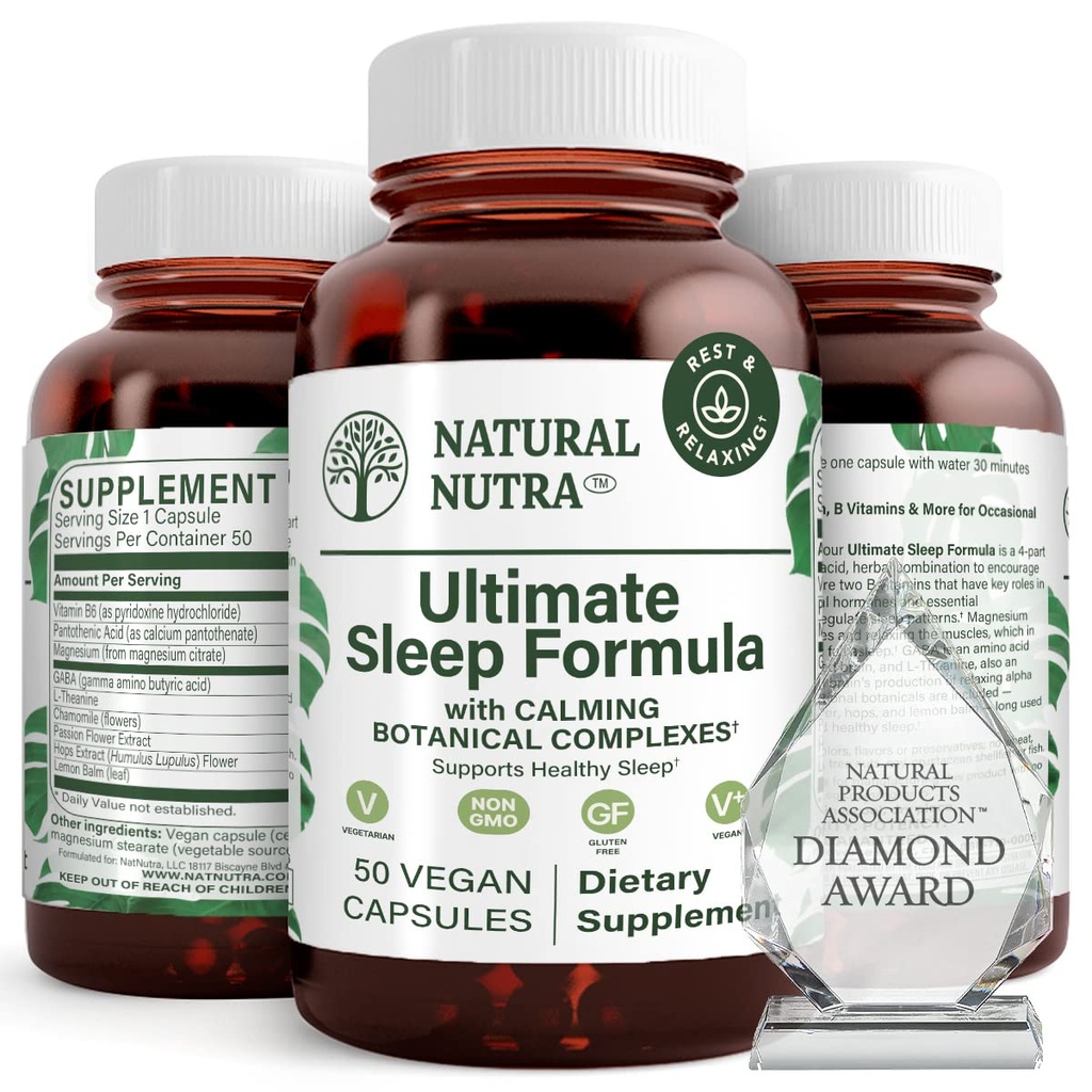 Natural Nutra Ultimate Sleep Formula, Chamomile to Support Relaxation and Reduce Nighttime Anxiety, Help You Fall Asleep Faster, 50 Capsules