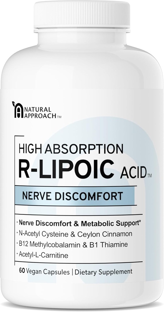 높은 ABSORPION R-LIPOIC 산 - Nerve 건강 지원 - Tingling Fingers, Hands, Toes & feet - 건강한 노화, 심장 혈관 건강 및 전반적인 웰빙 지원 * - 60 Vegan 캡슐