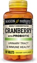 MASON NATURAL Cranberry s probiotickým, 2 měsíční dodávky, vysoce koncentrované, podporuje normální imunitní zdraví a močový systém, 60 tablet