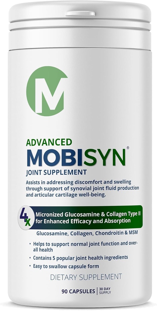 4X Advanced Joint Support Capsules, Extra Strength Formule pro zánět, Glucosamine Chondroitin, Collagen Typ II, MSM, 150mg vitamin C Imunitní podpora a celkové zdraví, Gluten Free, 90 Kapsle