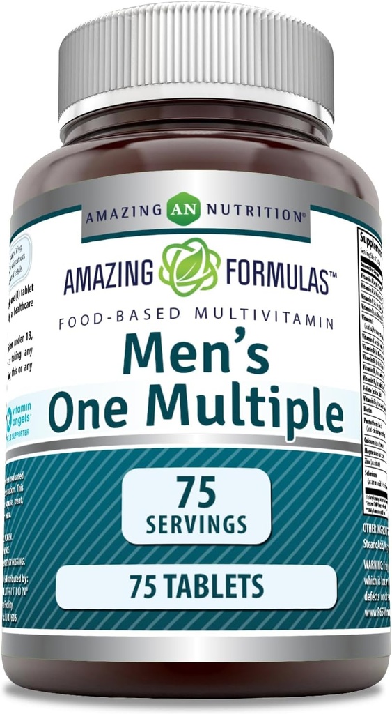 Amazing Formulas Men's Multivitamin - Qiymətli | Tabletler Ekspertisi / Vitaminlərin ən yaxşı birləşdirilməsi, Minerals, 25 Milyon CFU probiyotiks & Food-based enzimlər (1 Paket, 75 Count)