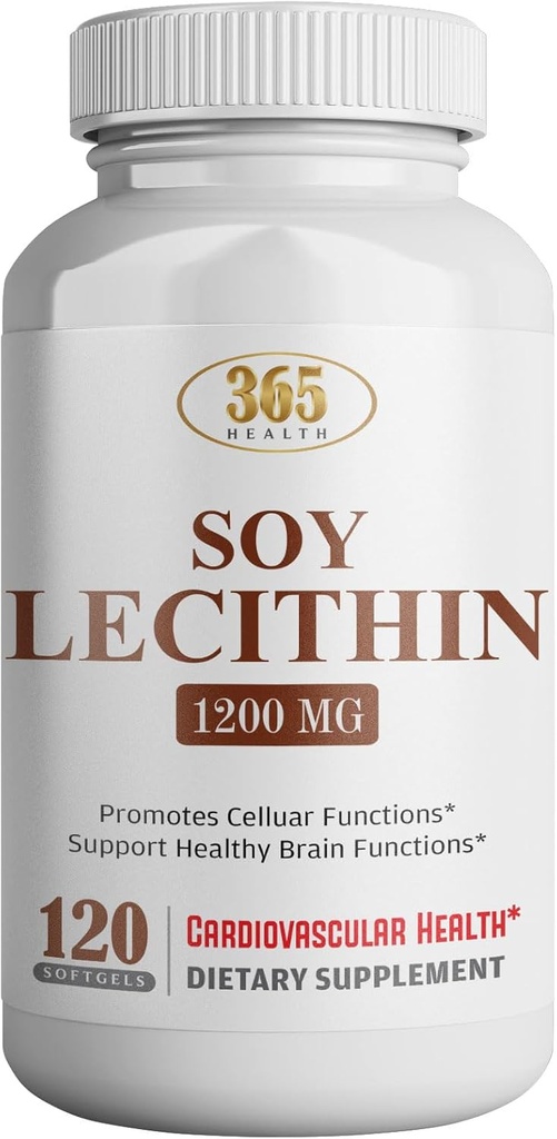 HEALTH LFE Lecithin 1200mg, High Potency, 120 Softgels, Natural Combination of Essential Fatty Acids to Support Brain " Nerve Function- Lecithin Food Grade, 1200mg per Serving, Dietary supplement