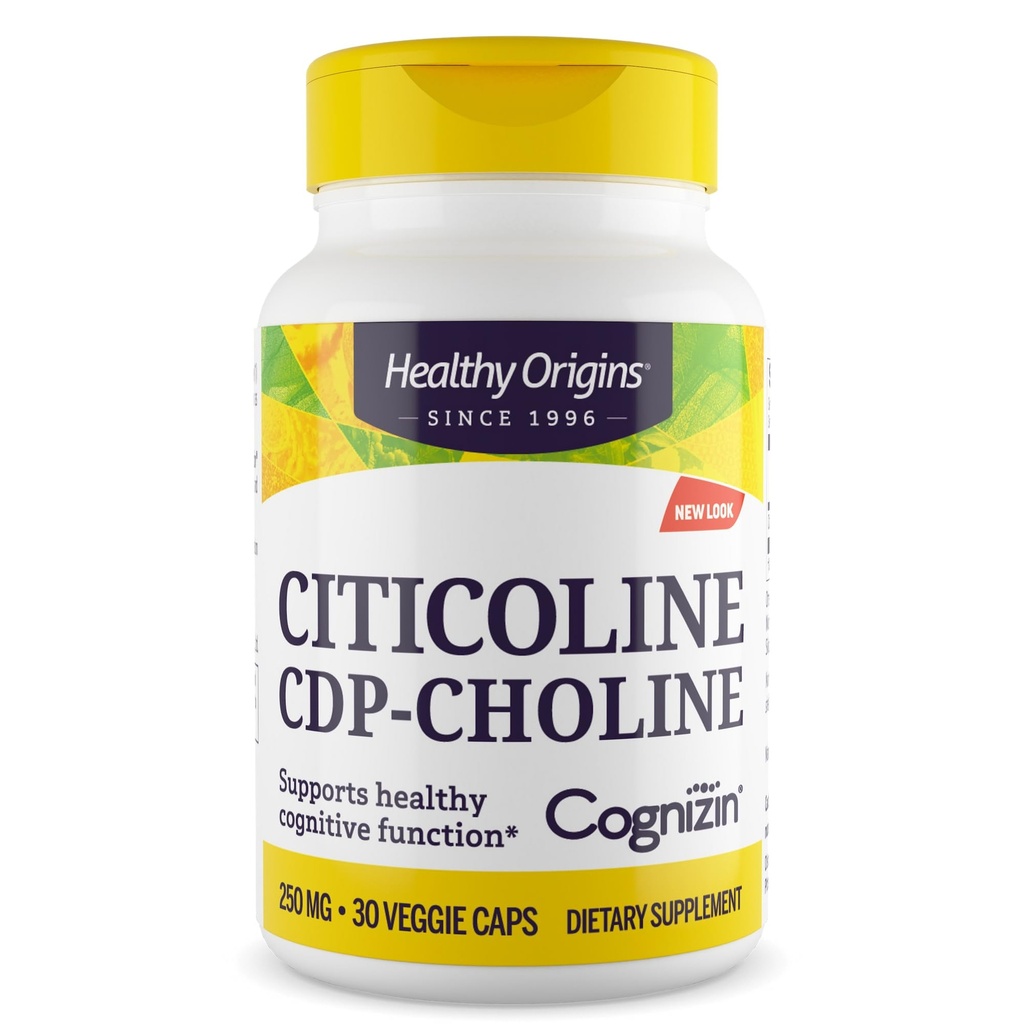 Healthy Origins Cognizin (Citicoline), 250 mg - Brain Supplement for Memory with Citicoline CDP Choline - Non-GMO, Vegan & Gluten-Free Supplement - 30 Veggie Capsules