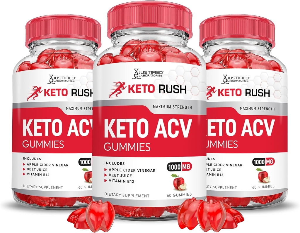Уніфіковані лабораторії (3 пакет Keto Rush Keto ACV Apple Cider Vinegar Boost Формується з Помиграновим буряковим соком порошок B12 Vegan Non GMO 180 Gummies